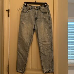 InsaneGene distressed, high rise denim. Size 5/26. Baggy into straight